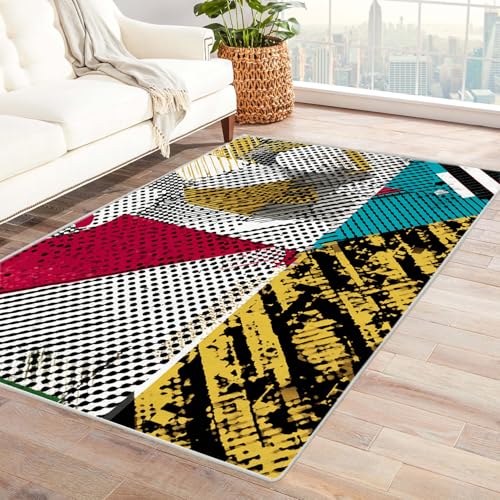 IEPOZWA Surrealer Nahtloser Design-Teppich Netzartig Mit Kurzem Flor, Waschmaschinengeeignet, Weich, Für Häufige Nutzung, Indoor, Vielseitig(Grau)-60x90cm von IEPOZWA