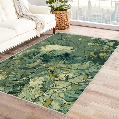 IEPOZWA Teppich Graffiti Ziege Cool Unverzichtbare FußMatte FüR Teenager Und Kinder Wohnzimmer, Geeignet FüR Schlafzimmer E-Sport Zimmer(Green)-150x180cm von IEPOZWA