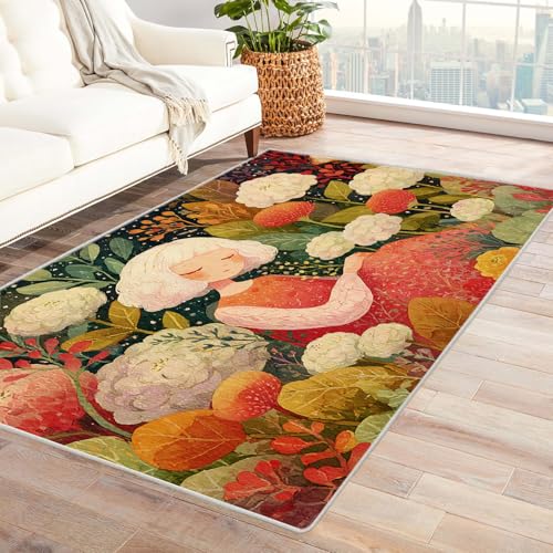 IEPOZWA Teppich Jugendzimmer Jungen Blume Person Teenager Junge Graffiti Teppiche rutschfeste Bodenmatte FußMatten Wohnzimmer Dekor Waschbar(Colorful)-150x240cm von IEPOZWA