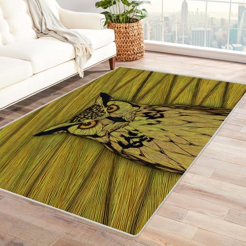 IEPOZWA Teppich Jugendzimmer Jungen Eule FußMatte Personalisiert Dekoration Spiel Schlafzimmer äSthetischer Weicher Dekoteppich Waschbar(Brown)-180x240cm von IEPOZWA