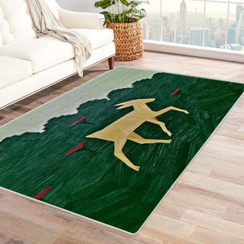 IEPOZWA Teppich Jugendzimmer Jungen Insekt Waschbar, Schnelltrocknend, Weiche Textur, Für Wohnzimmer, Küche(Green)-210x300cm von IEPOZWA