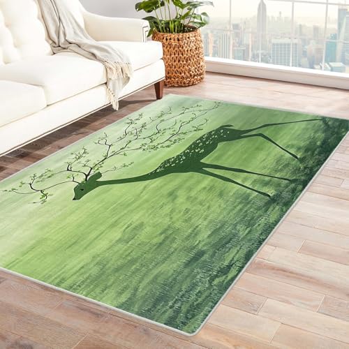 IEPOZWA Teppich Jugendzimmer Jungen Kitz Waschbar, Schnelltrocknend, Weich, Staubresistent, Für Wohnraum, Arbeitszimmer(Green)-90x120cm von IEPOZWA