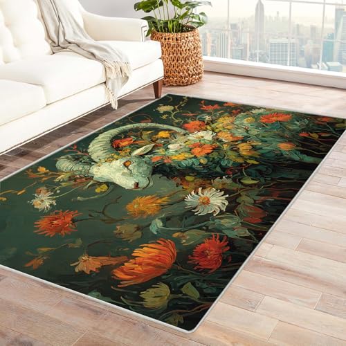 IEPOZWA Teppich Jugendzimmer Jungen Ziege Cool FußMatte Personalisiert Dekoration Spiel Schlafzimmer äSthetischer Weicher Dekoteppich Waschbar(Dark Color)-180x240cm von IEPOZWA