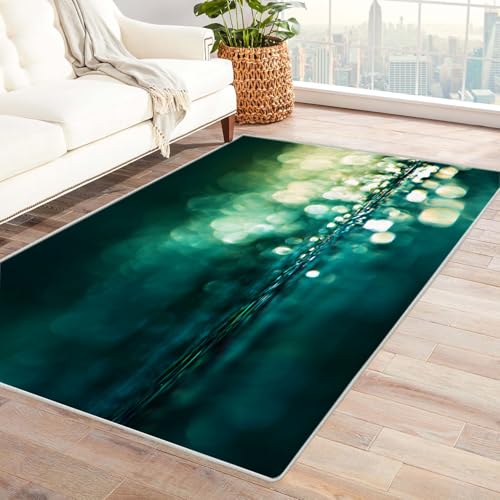 IEPOZWA Unregelmäßiges Farbblock Design Teppich Heiligenschein Waschmaschinengeeignet, Schnelltrocknend, Weich, Staubabweisend(GrüN)-60x90cm von IEPOZWA