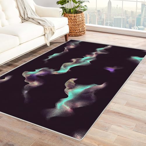 IEPOZWA Unregelmäßiges Farbblock Design Teppich Klangkräuselungen Teppich Bunt,rutschfest Bodenmatte, Waschbar, FüR Schlafzimmer Wohnzimmer BüRo Garten Balkon Küche(Weiß)-150x180cm von IEPOZWA