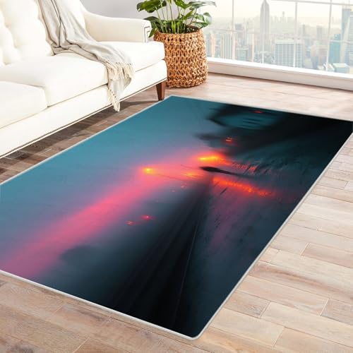 IEPOZWA Unregelmäßiges Farbblock Design Teppich Kleinstadt Für Wohnzimmer, Esszimmer, Schlafzimmer, Anti-Rutsch Basis, Dicke, Robust(Grau)-90x120cm von IEPOZWA