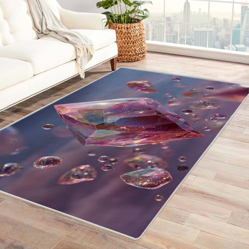 IEPOZWA Unregelmäßiges Farbblock Design Teppich Kristall Teppich Bunt,rutschfest Bodenmatte, Waschbar, FüR Schlafzimmer Wohnzimmer BüRo Garten Balkon Küche(Rosa)-150x240cm von IEPOZWA