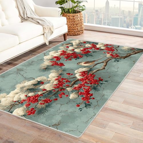 IEPOZWA Wald- und Gartenmotiv Teppich für Zuhause Algen Wasserfest schnell trocknend Outdoor geeignet für Garten Partyzelt Camping Boot(GrüN)-210x270cm von IEPOZWA