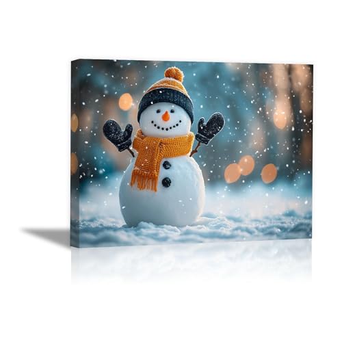 IEPOZWA Weiß Vintage Weihnachts Leinwand Wandkunst, Weihnachtsdekoration Malerei Drucke Wohnzimmer bilder Modern Wanddeko Bilder Leinwandbild Dekoration Kunstdruck-50x70cm Gerahmt von IEPOZWA