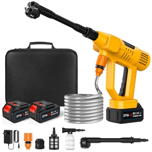 Akku Hochdruckreiniger, Hydro Blast, 65 Bar Mobiler Hochdruckreiniger mit 2 x 3.0Ah Akkus, 1-10-stufige Druckregelung, 6-in-1 Multifunktionale Düse, LCD-Anzeige, Schaumsprüher, für Autos, Fenste von IERAKOR