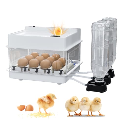 Brutautomat Vollautomatisch, Inkubator Hühner für 10 Eier mit Temperatur- und Feuchtigkeitsregelung, Automatischer Eierwender, Automatische Wassernachfüllung, LED Eierdurchleuchter, 360°-Rundumsicht von IERAKOR