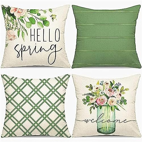 IESUTA Kissenbezug 35x35cm 4er Set Dekokissen Kissenbezüge,Frühling Sommer Sofakissen Kissenhülle Quadratische Samt Deko Kissen Couchkissen Wohnzimmer Zierkissenbezüge für Garten Sofa Stuhl von IESUTA