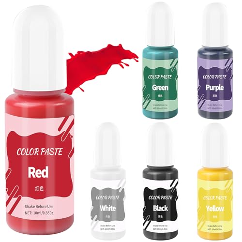 IETWATE 6 Stück Farbpigmente für Gießpulver, 10ml Wasserbasis Farbe für Gießpulver, Hochkonzentrierte Gießpulver Farbe, Beton Pigmentpulver für Modellbau DIY und Kreativprojekte von IETWATE