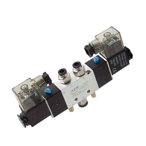 IEUMJNAT 1 Stück 4V120-06 4V420-15 4V320-10 pneumatisches Magnetventil, 5-Wege-2-Positionen, 6,35 mm Aluminiumlegierung, intern, DC 12 V, DC24 V, AC110 V, AC220 V (4 V, 320–10 DC12 V) von IEUMJNAT