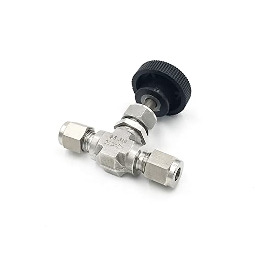 IEUMJNAT Kompressionsnadelventil, Kran, geschmiedet, 3000 PSI, passend für 3/6/8/12 mm, 1/8 Zoll, 1/4 Zoll, 3/8 Zoll, 1/2 Zoll OD Rohr, 304 316 Edelstahl, Durchflusskontrolle, 1 Stück (6 mm, SS316) von IEUMJNAT