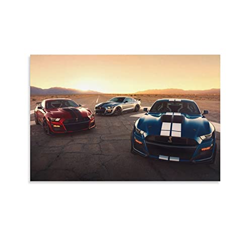 American Muscle Car Poster Ford Mustang Shelby Gt500 Leinwand-Kunst-Poster und Wandkunst-Bilddruck, modernes Familien-Schlafzimmer-Dekor-Poster, 60 x 90 cm von IFER