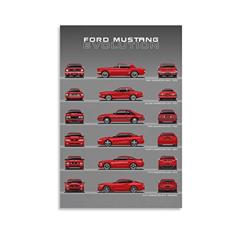 Auto-Poster Ford Mustang Modell Evolution Poster Dekorative Gemälde Leinwand Wandkunst Wohnzimmer Poster Schlafzimmer Gemälde 30 x 45 cm von IFER
