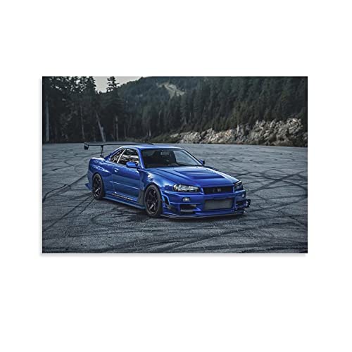 Auto-Poster JDM, Nissan Gtr R34, dekoratives Gemälde, Leinwand, Wandkunst, Wohnzimmer, Poster, Schlafzimmer, Gemälde, 50 x 75 cm von IFER