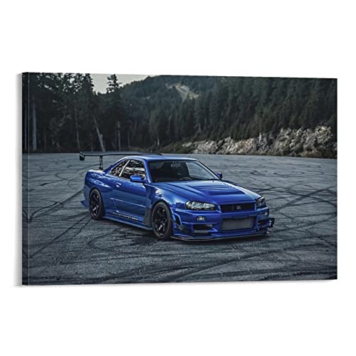 Auto-Poster Jdm Nissan Gtr R34 Leinwand-Kunst-Poster und Wandkunst-Druck, modernes Familien-Schlafzimmer-Dekoration, Poster, 60 x 90 cm von IFER