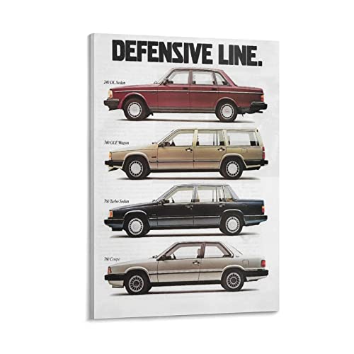 Auto-Poster Volvo Defensive Line 740 Vs 240 Poster, dekoratives Gemälde, Leinwand, Wandkunst, Wohnzimmer, Poster, Schlafzimmer, Gemälde, 60 x 90 cm von IFER