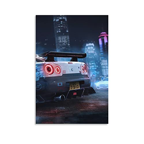 Jdm Car Poster Nissan Gt-r R34 Leinwand-Poster und Wandkunstdruck, modernes Familienzimmer, Schlafzimmer, Dekoration, Poster, 40 x 60 cm von IFER