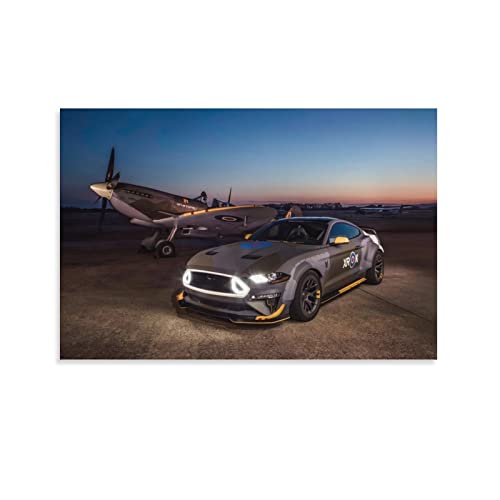 Muskelauto-Poster Ford Mustang GT und Spitfire Fighter Leinwand-Kunst-Poster und Wandkunst-Bild, moderner Familien-Schlafzimmer-Dekoration, Poster, 50 x 75 cm von IFER