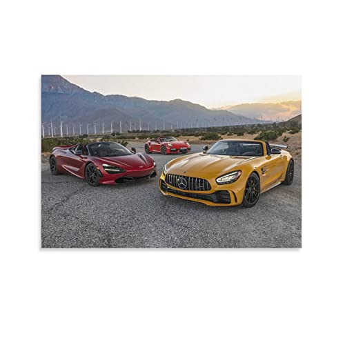 Supercar Poster Mclaren 720er Jahre und Mercedes Amg Gt und Porsche 911 Turbo Kunstdruck auf Leinwand, 40 x 60 cm von IFER