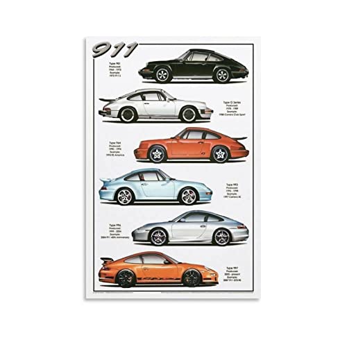 Supercar Poster Porsche 911 Modell Poster Dekorative Malerei Leinwand Wandkunst Wohnzimmer Poster Schlafzimmer Gemälde 60 x 90 cm von IFER