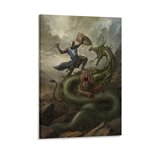 Vintage-Poster, mittelalterlicher Ritter, Drachen, Poster, dekoratives Gemälde, Leinwand, Wandkunst, Wohnzimmer, Poster, Schlafzimmer, Gemälde, 30 x 45 cm Vintage-Poster, mittelalterlicher Ritter, Drachen, Poster, dekoratives Gemälde, Leinwand, Wandkunst, Wohnzimmer, Poster, Schlafzimmer, Gemälde, 30 x 45 cm von IFER