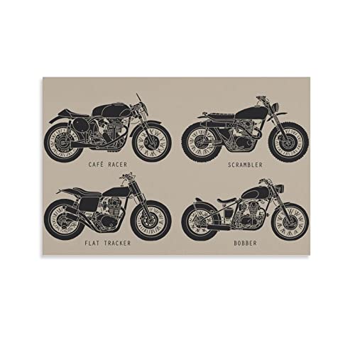 Vintage Poster Cafe Racer Motorrad Poster Dekorative Malerei Leinwand Wandkunst Wohnzimmer Poster Schlafzimmer Malerei 40 x 60 cm von IFER