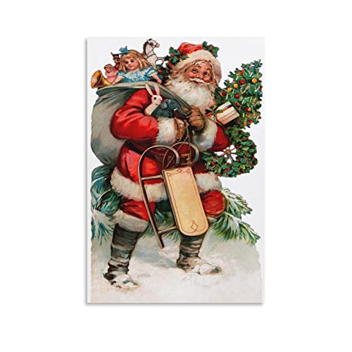 Vintage-Weihnachtsposter "Merry Christmas", Leinwandkunst, Poster und Wandkunst, Bilddruck, modernes Familien-Schlafzimmer, Dekoration, Poster, 50 x 75 cm von IFER