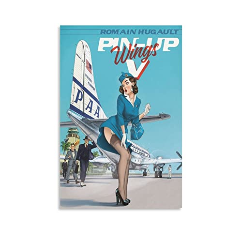 Vintage Wwii Flugzeug Pin Up Mädchen Poster Leinwand Kunst Poster und Wandkunst Bild Druck Modern Family Schlafzimmer Dekor Poster 30 x 45 cm von IFER