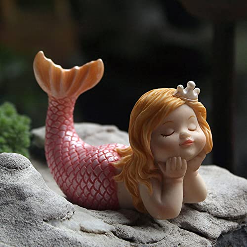 IFEVER Mini-Meerjungfrauen-Ornament aus Kunstharz, Miniatur-Feengarten-Zubehör, kleine Meerjungfrau-Figur, sitzend von IFEVER
