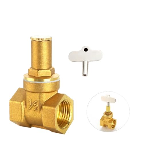 1 Stück 1/2 Zoll, 3/4 Zoll, 1 Zoll Messing-Absperrschieber mit Innenverriegelung, Dreiecksschlüssel, Wasserleitung, Wasserzähler, vorderes Diebstahlsicherungsventil(1-1/4") von IFFSUEVL