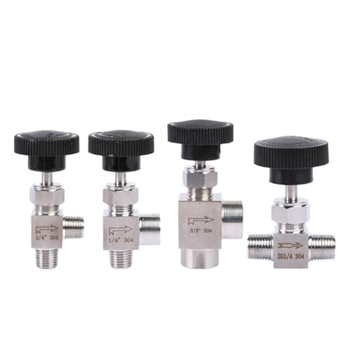 1 Stück 1/8 Zoll 1/4 Zoll 3/8 Zoll 1/2 Zoll BSPT Innengewinde Winkelnadelventil Kranbogen 304 Edelstahl Durchflussregelung Wasser Gas Öl 915 PSI(KL4-18b) von IFFSUEVL
