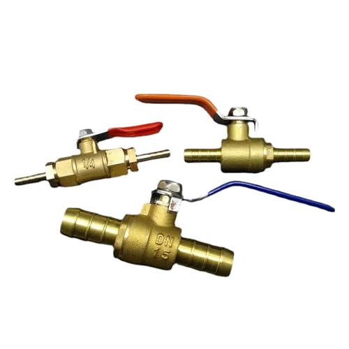1 Stück 4 6 8 10 12 14 16 19 25 32 40 50 mm Schlauchtülle Zwei-Wege-Kugelhahn aus geradem Messing, passend für(4mm Barb) von IFFSUEVL
