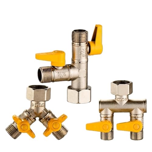 1 Stück Vollkupfer-Galvanik verdickt 3/4"-1/2" Dreiwege-Gasventil Eckventil Kugelhahn for Warmwasserbereiter Wasserhahn Schalter Umsteller(Without handle) von IFFSUEVL