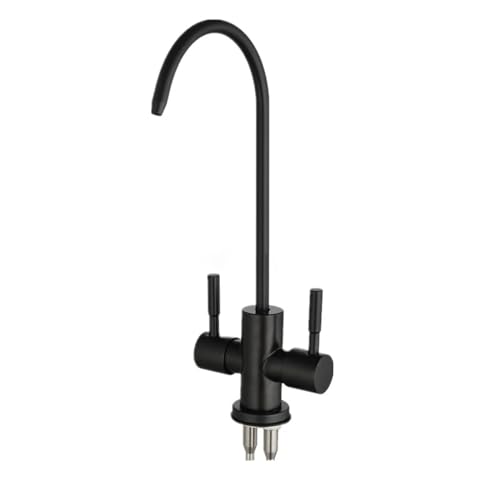 1PCS 1/4'' filter küche edelstahl doppel loch wasserfilter umkehrosmose RO wasserhahn 360 ° rotation(Black) von IFFSUEVL