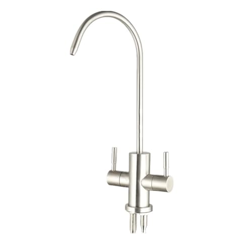 1PCS 1/4'' filter küche edelstahl doppel loch wasserfilter umkehrosmose RO wasserhahn 360 ° rotation(Silver) von IFFSUEVL