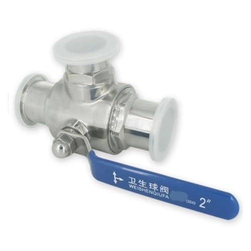 1PCS Ф102mm 304 Edelstahl Sanitär-Kugelhahn 3-Positionen-Dreiwege-Kartenhülsentyp(TType) von IFFSUEVL
