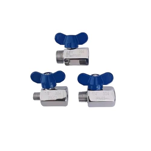 1PCS 304 Edelstahl Schmetterlingsgriff 1/8"1/4" 3/8"1/2" Innengewinde Mikrokugelhahn Bier SUS mit blauem Griff(3/8",Female To Male) von IFFSUEVL
