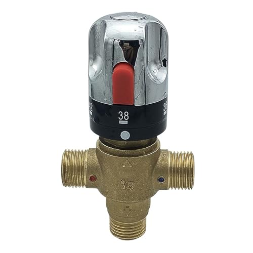 1PCS Messing Thermostat Ventil Solar Thermostat Misch Ventil Dusche Thermostat Wasserhahn(DN15 with red button) von IFFSUEVL