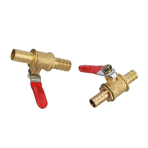 2 Stücke Messing 8mm 10mm Kugelhahn Gerader Anschluss Luftleitung Gelenk Luftpumpe Bewässerungsschlauch Ventil Gas Garten Sanitär Zubehör(Yellow-8mm) von IFFSUEVL