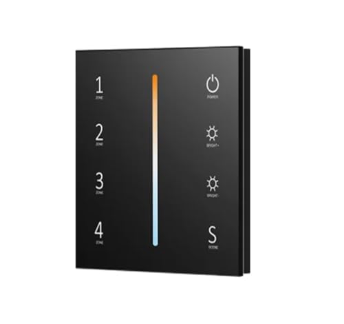 IFFSUEVL 1PCS AC100-240V LED-Touchscreen DMX-Hauptcontroller-Dimmer 4-Zonen-Dimmung/Farbtemperatur/RGB/RGBW/RGB+CCT for LED-Lichtleisten(T12-1 Black) von IFFSUEVL