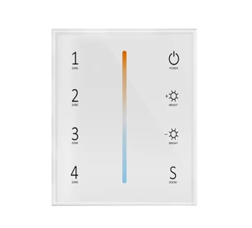 IFFSUEVL 1PCS AC100-240V LED-Touchscreen DMX-Hauptcontroller-Dimmer 4-Zonen-Dimmung/Farbtemperatur/RGB/RGBW/RGB+CCT for LED-Lichtleisten(T12-1 White) von IFFSUEVL