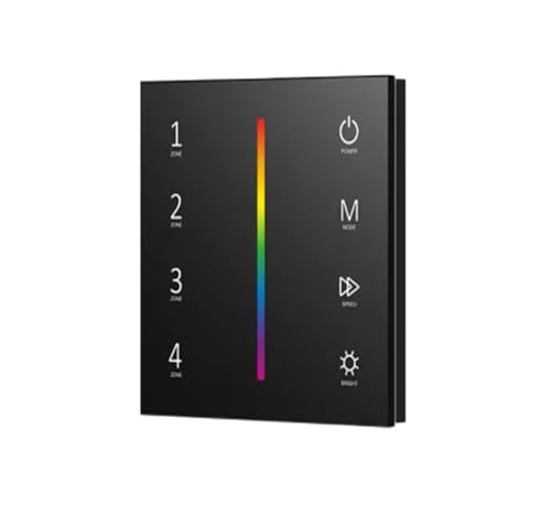 IFFSUEVL 1PCS AC100-240V LED-Touchscreen DMX-Hauptcontroller-Dimmer 4-Zonen-Dimmung/Farbtemperatur/RGB/RGBW/RGB+CCT for LED-Lichtleisten(T13-1 Black) von IFFSUEVL