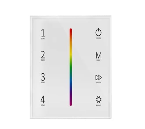 IFFSUEVL 1PCS AC100-240V LED-Touchscreen DMX-Hauptcontroller-Dimmer 4-Zonen-Dimmung/Farbtemperatur/RGB/RGBW/RGB+CCT for LED-Lichtleisten(T13-1 White) von IFFSUEVL