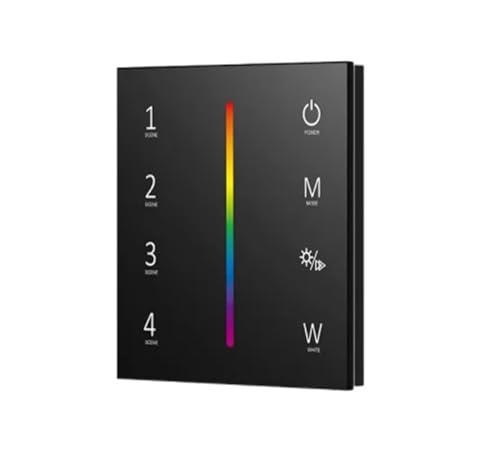 IFFSUEVL 1PCS AC100-240V LED-Touchscreen DMX-Hauptcontroller-Dimmer 4-Zonen-Dimmung/Farbtemperatur/RGB/RGBW/RGB+CCT for LED-Lichtleisten(T14-1 Black) von IFFSUEVL