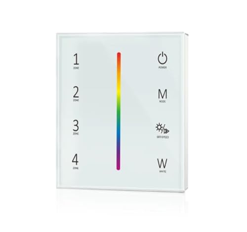 IFFSUEVL 1PCS AC100-240V LED-Touchscreen DMX-Hauptcontroller-Dimmer 4-Zonen-Dimmung/Farbtemperatur/RGB/RGBW/RGB+CCT for LED-Lichtleisten(T14-1 White) von IFFSUEVL