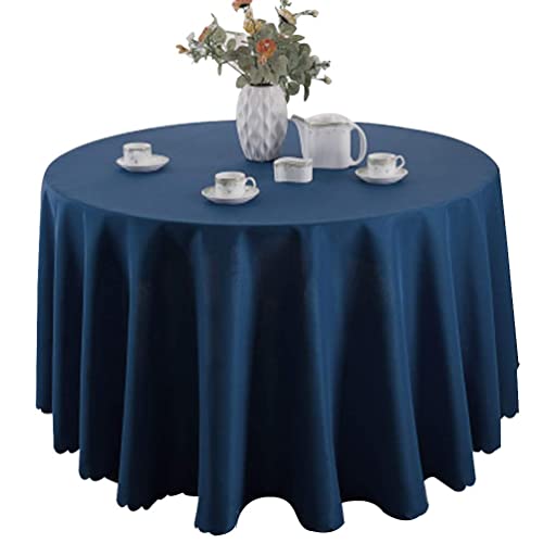 IFIKK Rund Tischdecke, Tischdecke Abwaschbar, Wasserabweisend Tischtuch, Table Cloth, Tafeldecke mit Saum, Tischtücher Fleckschutz Pflegeleicht Abwaschbar (Rund: 240cm, Marine) von IFIKK